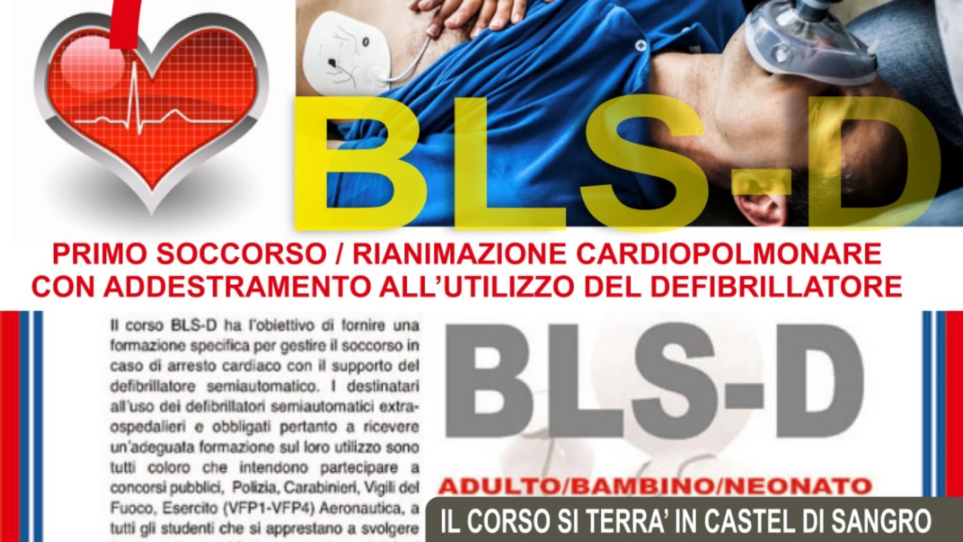 Castel Di Sangro: prenotazioni aperte per il settimo corso di formazione BLS-D promosso dalla Pivec  in collaborazione con BLS.